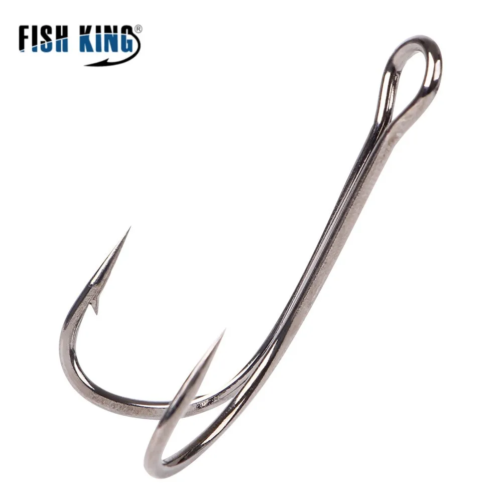 FISH KING 20 шт. двойной рыболовный крючок в виде лягушки 1/2/4/6/8 # из высокоуглеродистой