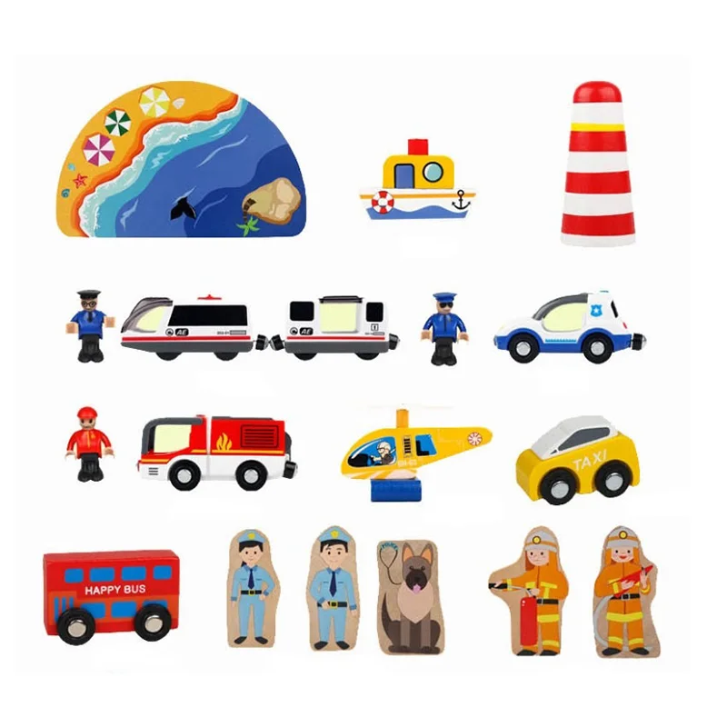 

Electric Train Track Set Magnetic Educational Slot Railway Wooden Train Track Station Toy Gifts for Kids