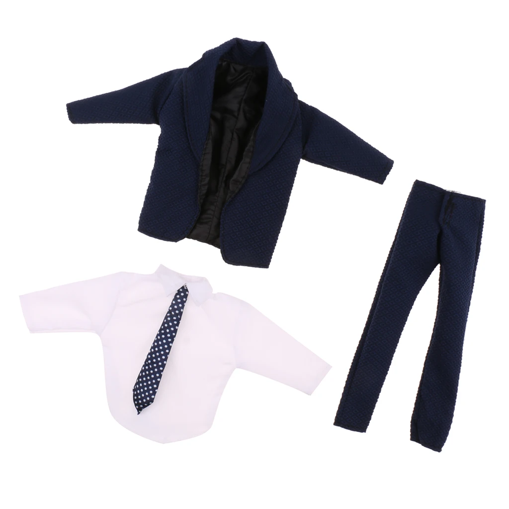 3Pcs Modern Doll Clothes Suit Coll Doll Business Suit for  Ken Doll Coat & Shirt & Pant Dark Blue