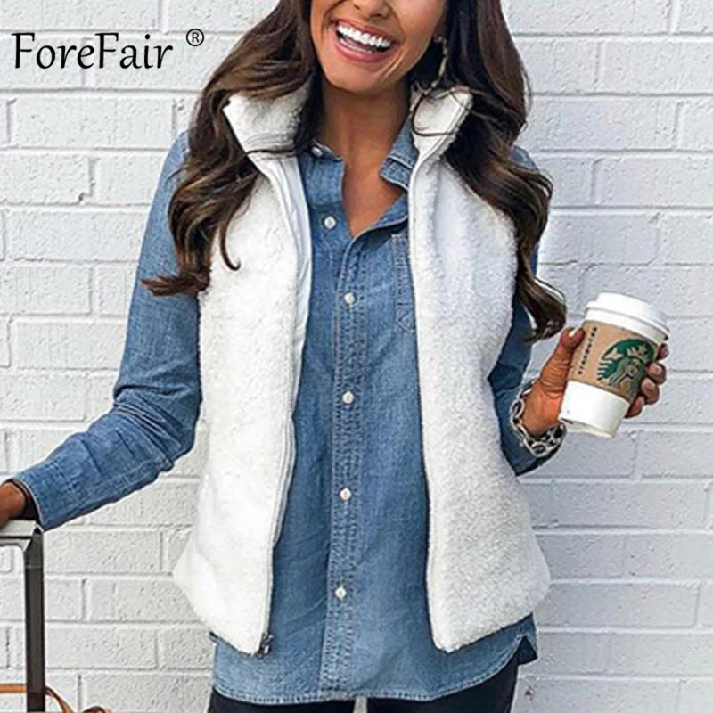 Forefair Повседневный тонкий флисовый жилет для женщин осень 2019 куртка Женская мода