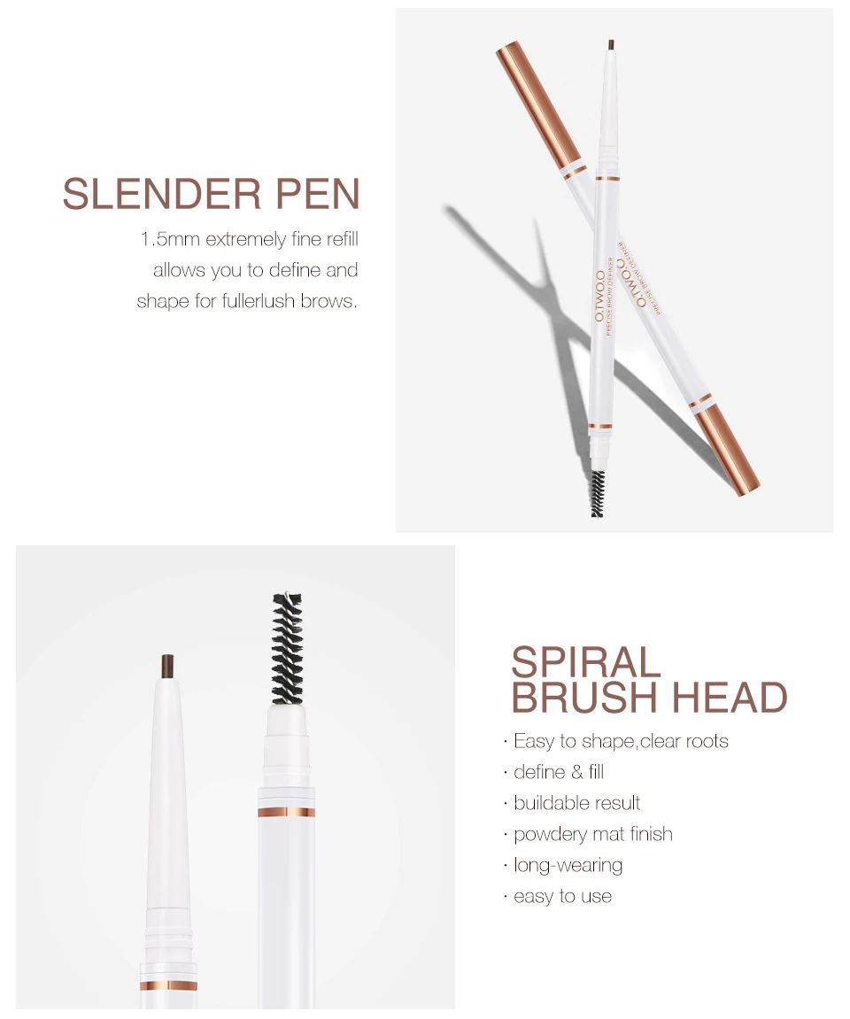New 1PC 4Colors Double Ended Long Lasting Eyebrow Extremely Fine Rotatable Pencil Waterproof Not Dizzy Eyebrow Pen TSLM2