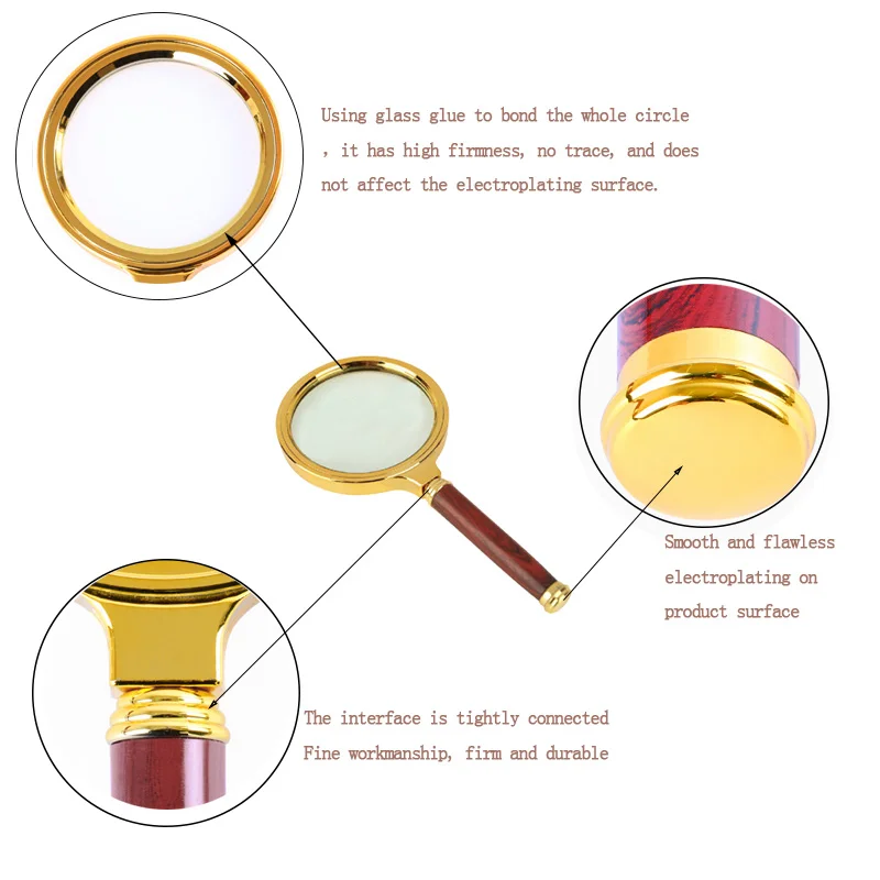 10X увеличительное стекло ручной 60 мм/70 мм/80 мм/90 мм Лупа Портативный Лупа для ювелирных изделий Газета чтения