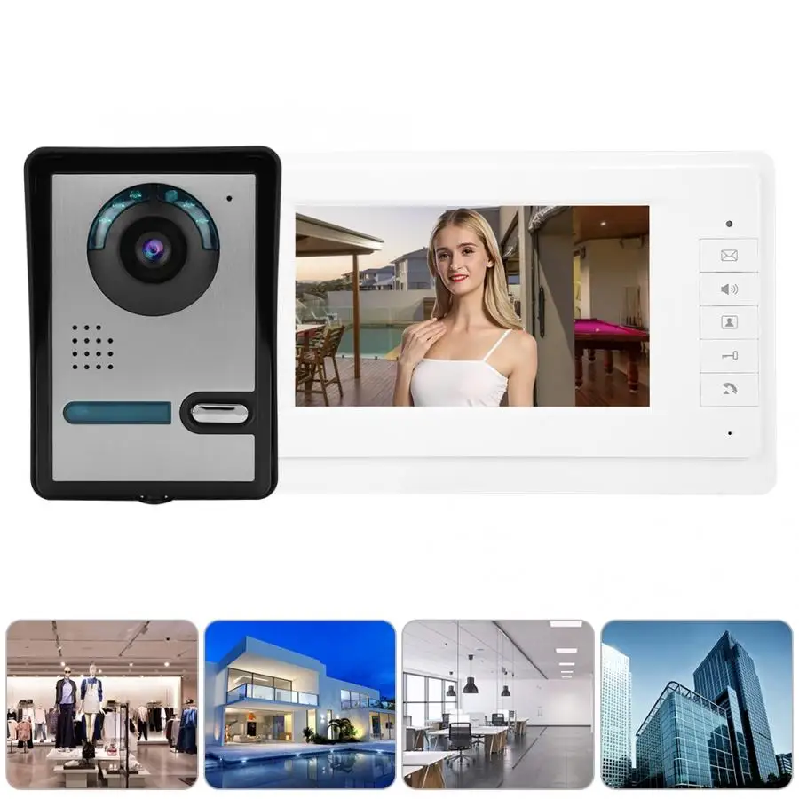 7inch LCD Video Door Phone Doorbell Intercom Camera Monitor Home Security System 110-240V
