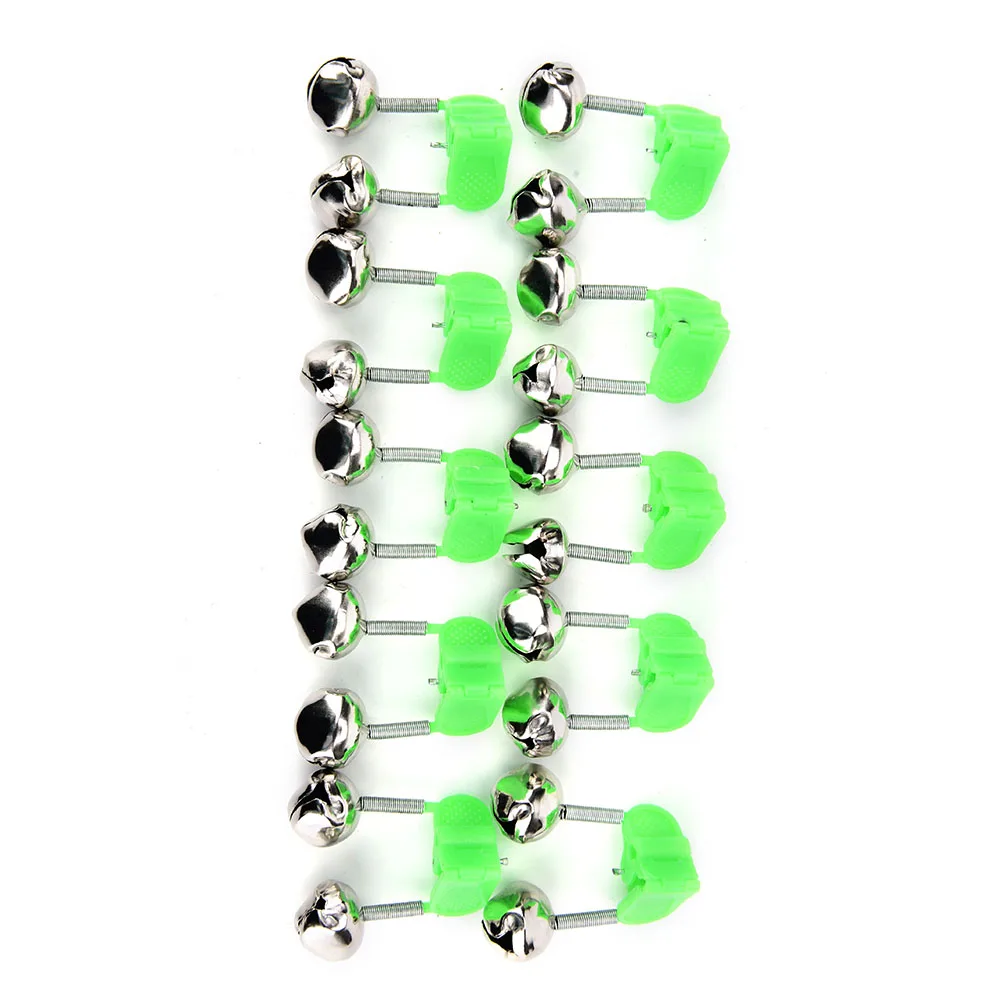 

10pcs Bite Alarms Fishing Rod Bells Fishing Accessory Rod Clamp Tip Clip Bells Ring Green ABS Outdoor Metal