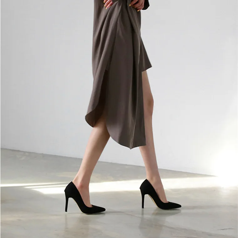 

QSR 6CM/8CM PUMPS Pointed high heels fine with shallow mouth work shoes single shoes suede fashion autumn women's shoes