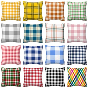 

European and American Popular Cushion Cover Christmas Striped Plaid Linen Pillowcase Decoration for Home Sofa