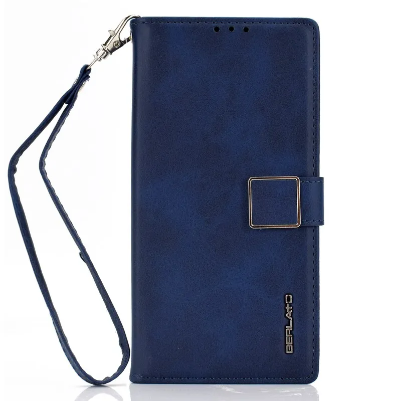 Кожаный чехол для samsung Galaxy Note 10 Plus 9 S8 S9 S10 Plus S10e S7 Edge A10 A20 A30 A50 A70 A60 с ремешком сумка - Цвет: Dark Blue