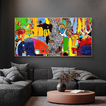 Colorful Abstract Oil Painting of Animals Printed on Canvas 4