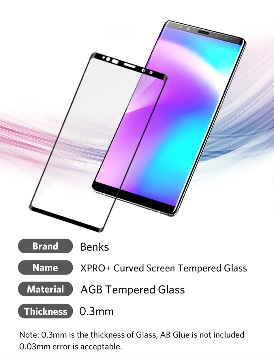 Benks Full Cover Tempered Glass 9H For Samsung Note9 0.3mm Thin Protector Screen Front Film (12)
