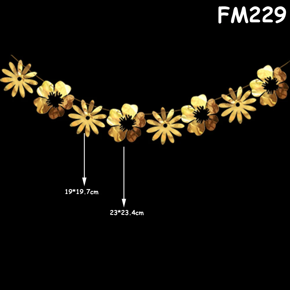 FM229 8 шт./компл. Золотые листья серебро розовое золото цветок гирлянды Свадебный баннер для вечеринки в честь Дня рождения флаги для украшения цветочные баннеры поставки - Цвет: FM229
