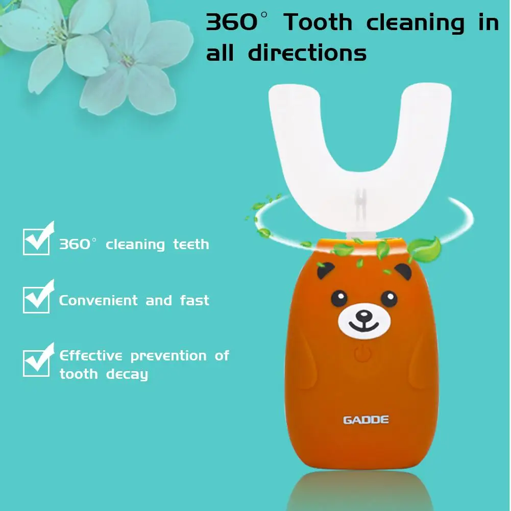 

Electric Toothbrush Rechargeable Automatic Hands Free Toothbrush Wireless Charging Waterproof 360 Oral Cleaner Tools for Childre