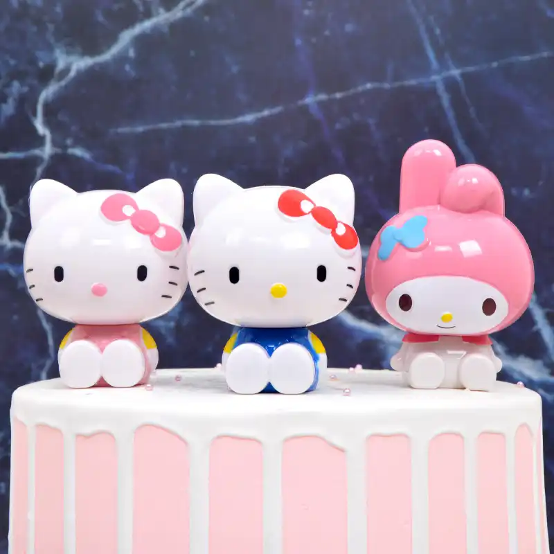1pc Cartoon Hello Kitty Cake Topper Happy Birthday Party Decoration Cat Plastic Figurine Christmas Ornament Wedding Supplies Cake Decorating Supplies Aliexpress