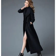 Новое зимнее женское кашемировое длинное пальто модное шерстяное пальто темпераментное тонкое длинное теплое Женское пальто больших размеров