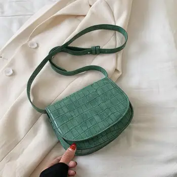 

Crocodile Pattern Pu Leather Crossbody Bags For Women 2020 Female Saddle Shape Bag Brand Designer Women Shoulder Messenger Bags