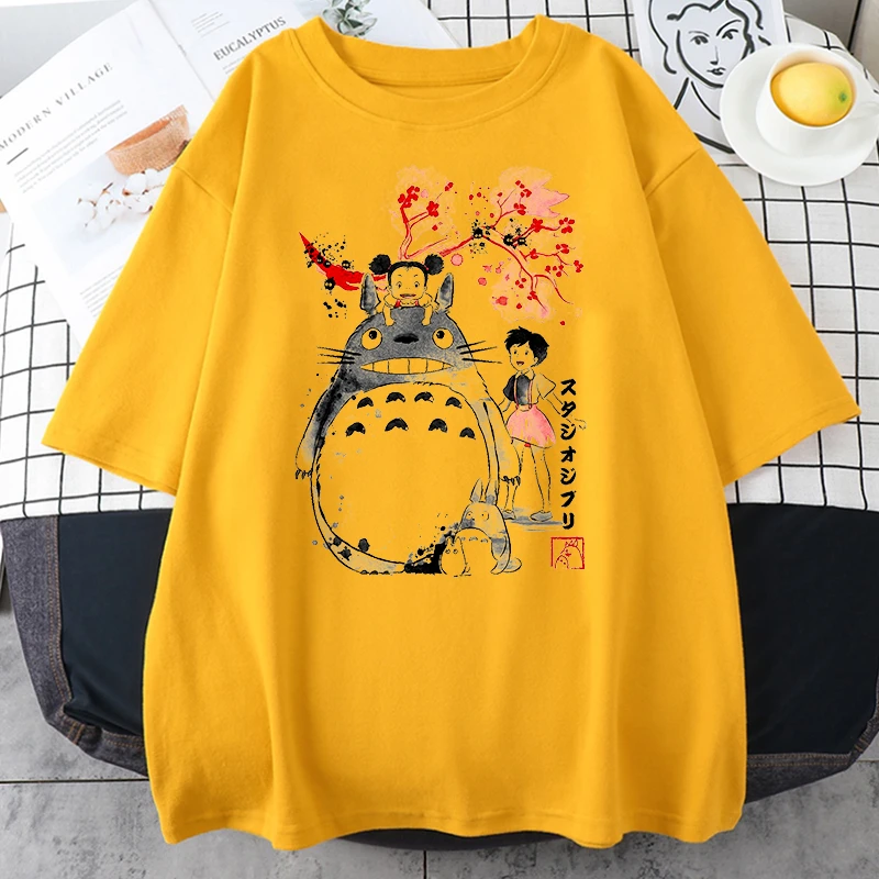 Totoro Studio Ghibli Harajuku Kawaii T Shirt Women Ullzang Miyazaki Hayao Tshirt Funny Cartoon T-shirt Cute Anime Top Tee Female vintage graphic tees