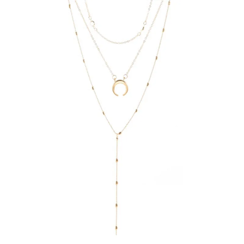 LISMLISM многослойная цепочка ожерелье женские ожерелья бижутерия Луна желтое золото цвет трендовые кисточки персонализированные колье