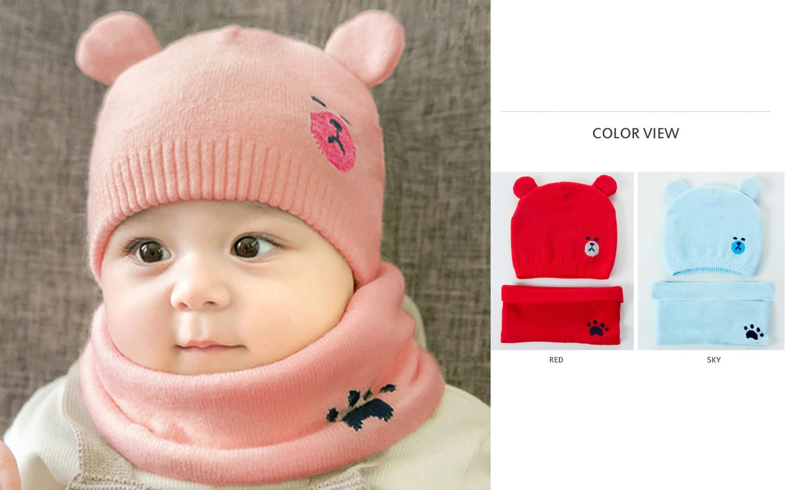 Lovely Baby Warm Winter Knit Wool Beanie Hat Neckerchief Ski Cap For Boy Girl