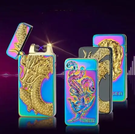 

Newest usb charging electric double arc plasma lighter eletronic windproof dragon lighters for smoker cigarettes cigar gifts