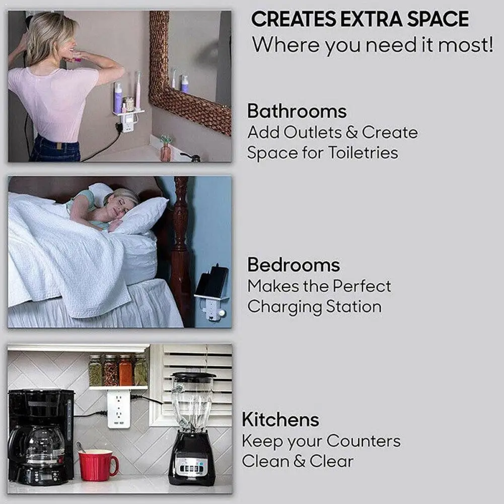 

1pc Multifunctional Socket Storage Rack For Living Room Bathroom Wall Mount Shelf Stand Phone EU/US Plug Charging Mobile Ki L7O5