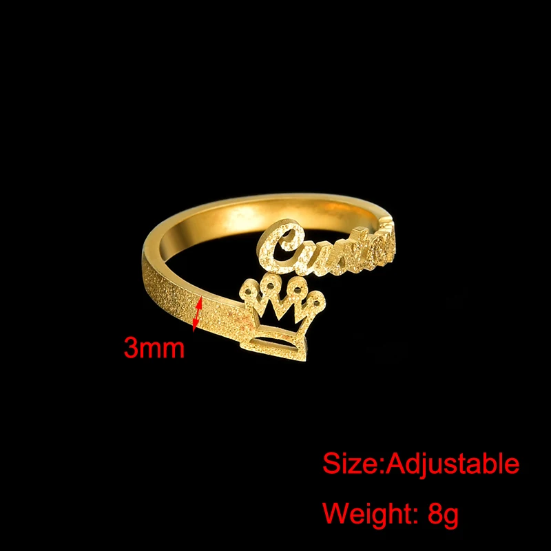 Atoztide Customized Stainless Steel Forsted Baby Name Ring Personalized Letter Ring Pendant Nameplate Jewelry Gift For Lovers - Image 3