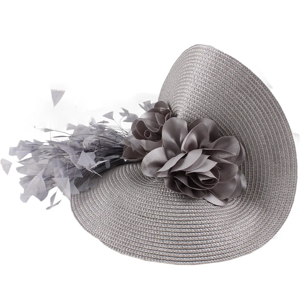 Серая трубочка для коктейля, шляпка millinery Disc, вуалетки sinamay, перо, винтажные, вечерние, для чая, шляпа, искусственный цветок, украшение, головной убор