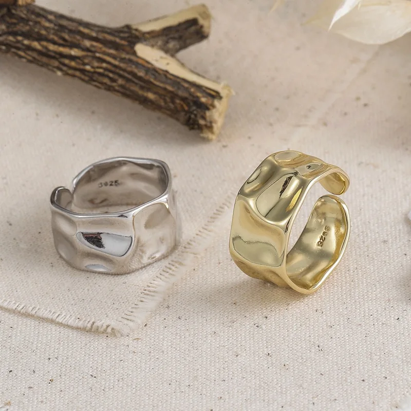 Silver Ring Silver Rings Gold Plated Silver Ring 925 Sterling Silver Rings For Women trendy bump gold color fine Jewelry Beautiful Finger Open Ring For Party Birthday Gift