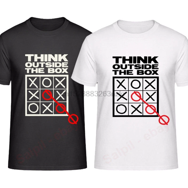 Футболка Think Out the box для мужчин и женщин качественная тенниска с коротким рукавом