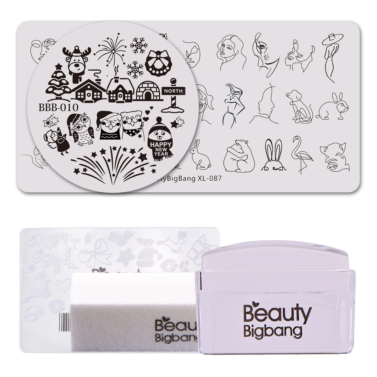 Набор пластин Beautybigbang для стемпинга ногтей зимний набор из нержавеющей стали с