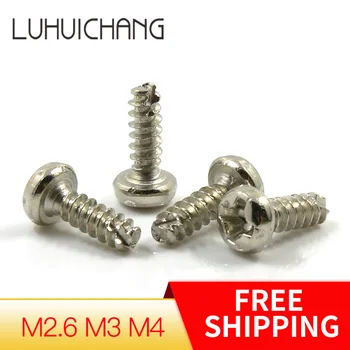 

luchang M2.6 M3 M4 nickel plated round phillips cross head PT slotting self tapping screw cutting tail self tapping micro screw