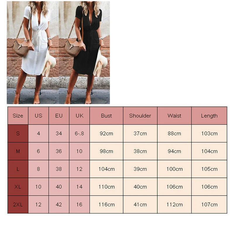 Women Dress Summer Clothes Women Sundress V Neck Party Dresses Women Evening Clubwear Button Shirt Dress Casual Dresses