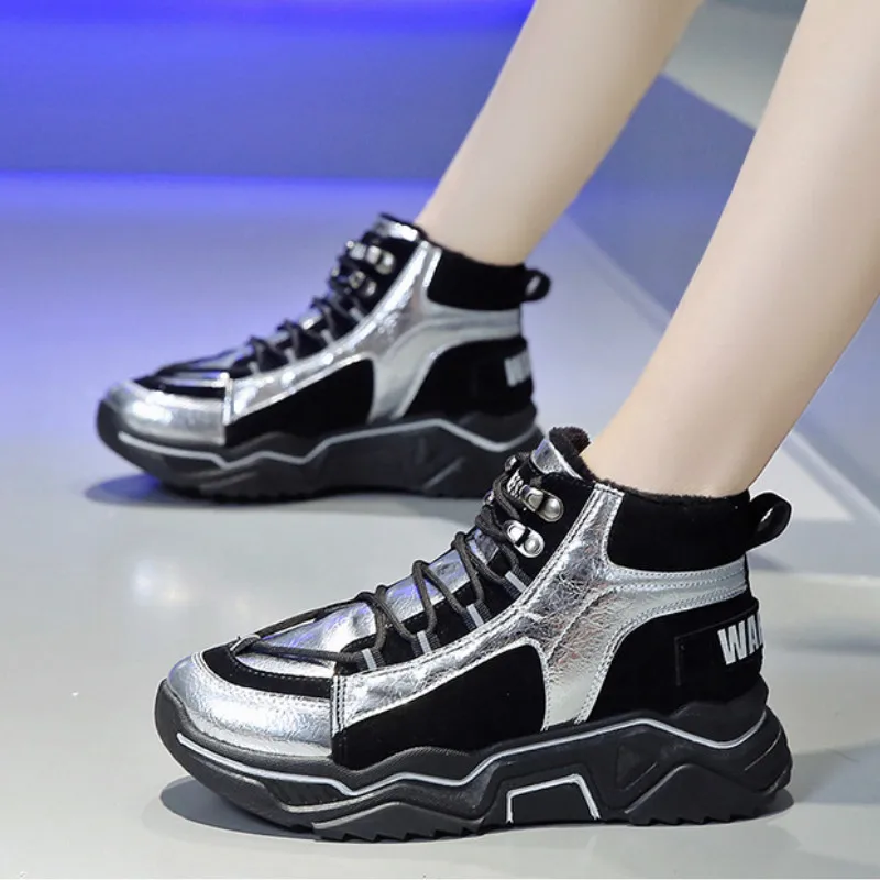

high quality Chunky Sneakers Shoes Women White Casual Shoes Women Sneakers 2019 Winter Platform Snow Shoe Plush Fur Y4-61