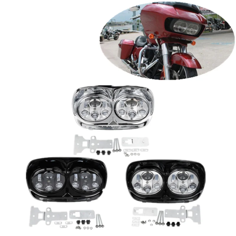 Мотоцикл 5,75 ''двойной светодиодный комплект для сборки фар для Harley Road Glide EFI FLTRI 1998-2013 12