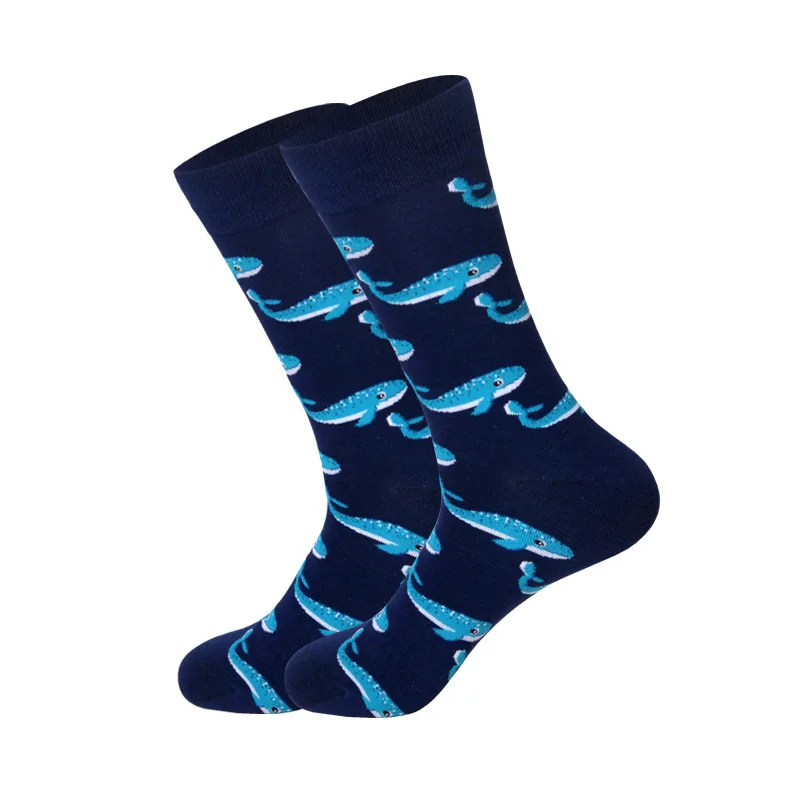 Мужские носки с индивидуальным дизайном для мужчин s 24 цвета рыбий акулы динозавры хип-хоп чулки для скейтбординга - Цвет: Whale B