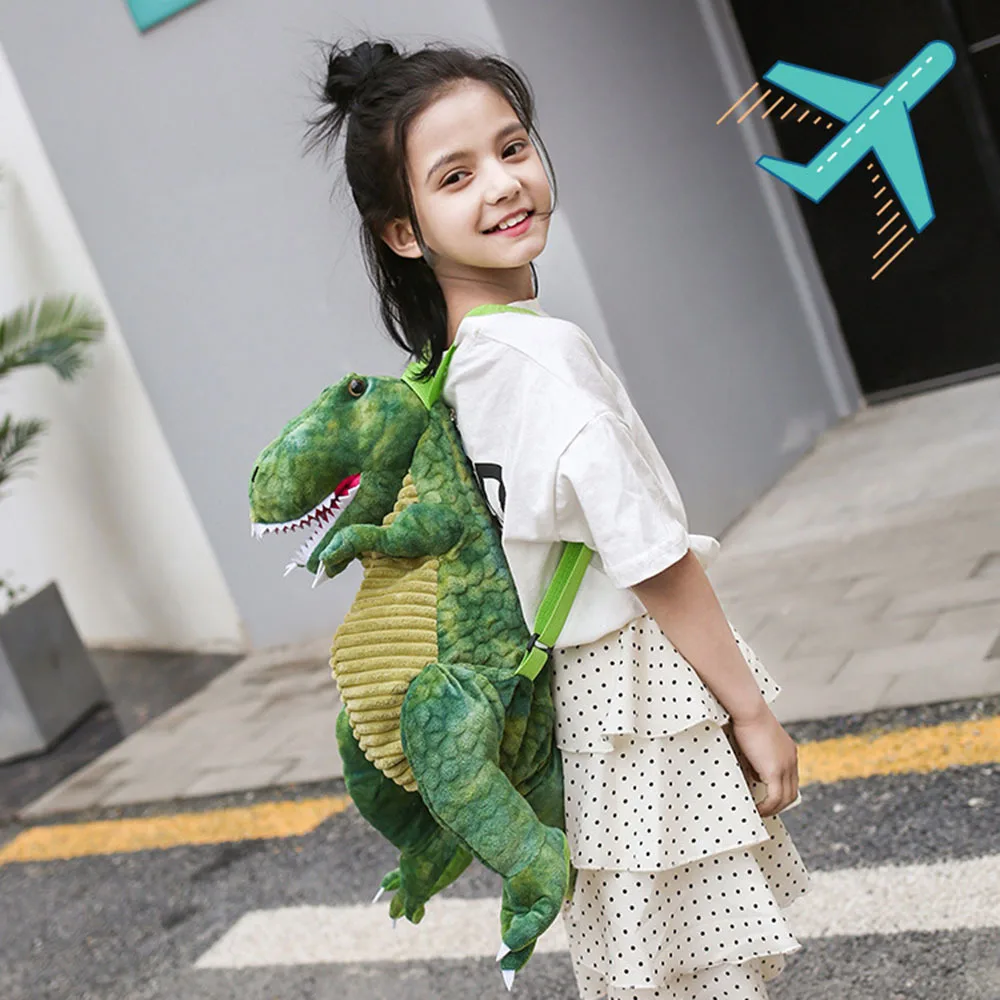 

3d Vivid Dinosaur Plush Backpack Waterproof Children Kids Bag Animal Prints Cute Super Cute Dinosaur Cartoon Plush Backpack Bag