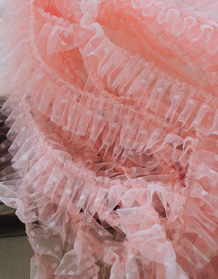 5 см Широкий роскошный Тюль 3d плиссированная сетка в горошек Ткань рюшами бахрома кружево окантовка отделка вышитая лента платье швейные принадлежности