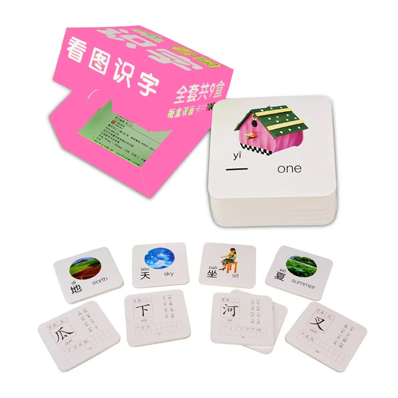 108 pièces/ensemble anglais enfants caractères cartes apprendre chinois Flashcards mots anglais avec Pinyin pour enfants couleur Art livres cadeaux