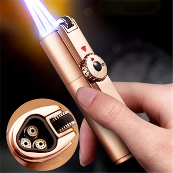 

JOBON New 3 Jet Flame Lighter Gas Torch Lighter Windproof Metal Cigar Lighter Butane Lighter Cigarette Accessories NO GAS