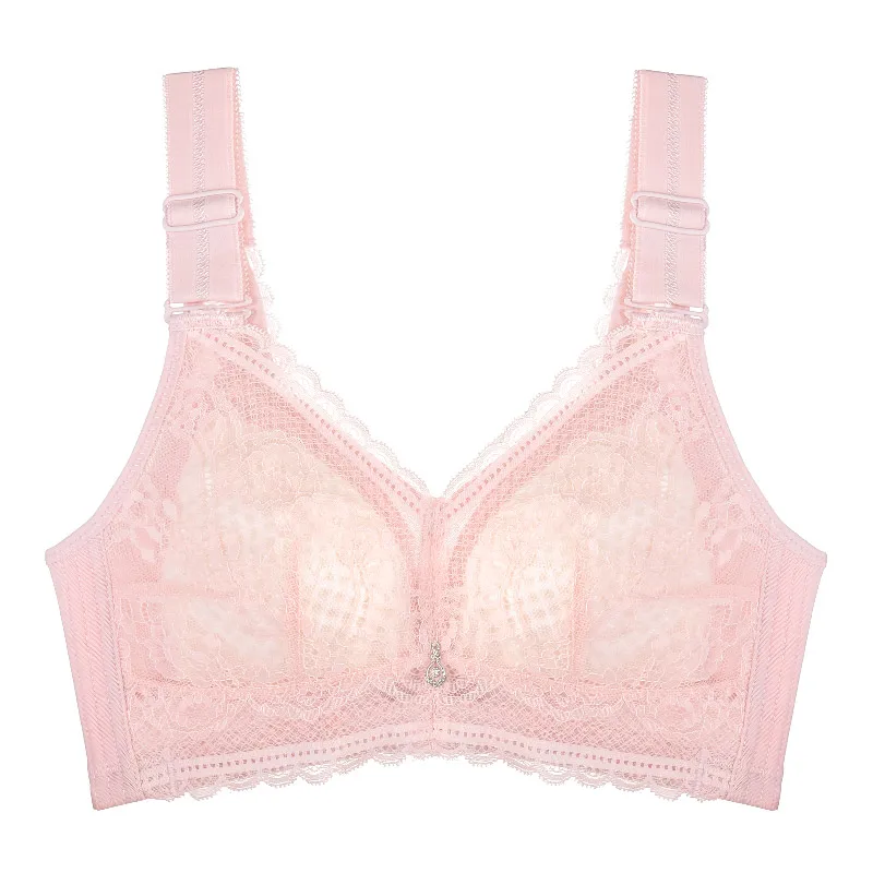 light pink Meizimei, хлопковые бюстгальтеры для женщин, тонкий кружевной бюстгальтер без косточек размера плюс, бюстгальтер-минимайзер, пуш-ап, укороченный топ, bh CDE, чашка, нижнее белье, нижнее белье - Цвет: light pink