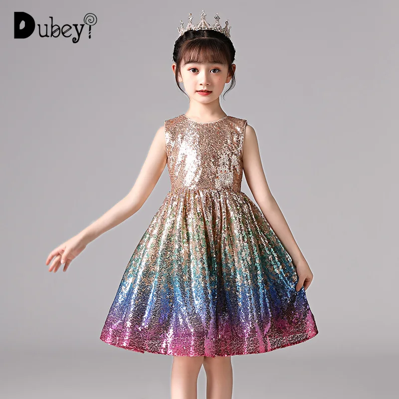 

Champagne Sequin Dresses for Girls Sparkly Birthday Dress Big Girls Princess Formal Gown Elegant Teenage Girl Bow Dress