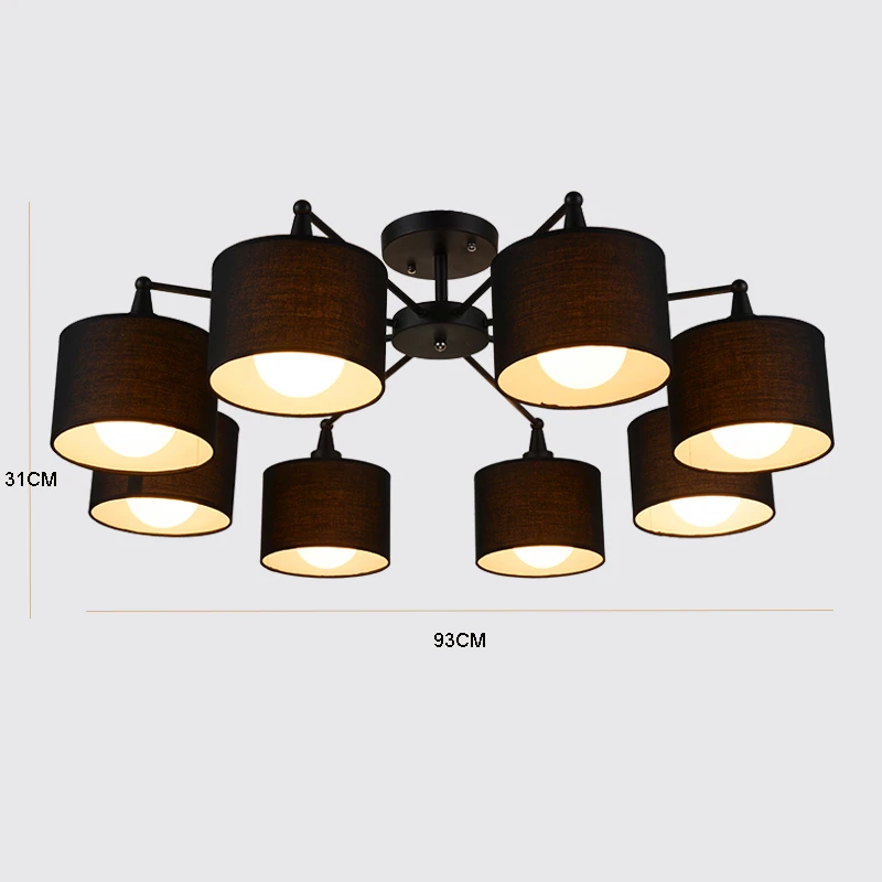 Black 8 Lights Современный светодиодный светильник для кабинета, гостиной, спальни, ресторана, дома, светодиодные огни для интерьера, люстры, подвесной светильник, люстры - Цвет абажура: Black 8 Lights