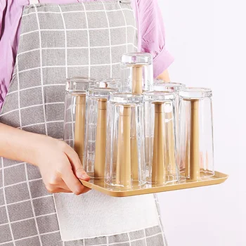 

Square Drain Cup Holder Heightened Non-slip Tea Cup Storage Rack Cup Holder Creative Household Water Cup Inverted Tool