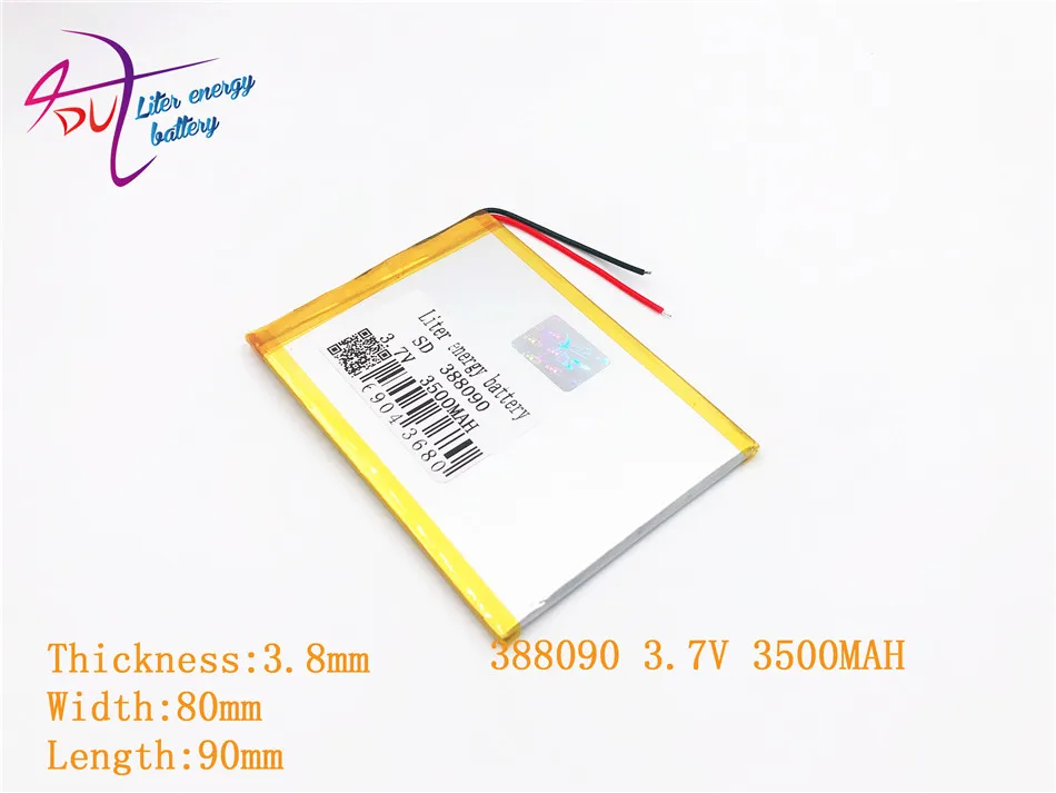 

Size 388090 3.7V 3500 mah 408090 Lithium Tablet polymer battery with Protection Board For 7 inch PC