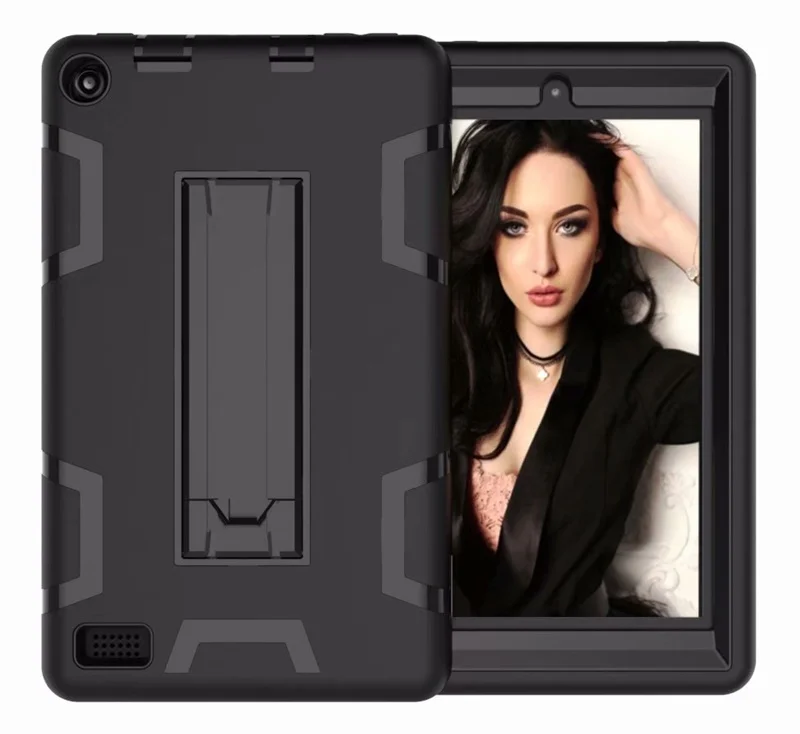 All Black Чехол для Amazon New Fire 7 планшет для kindle fire 7 9th generation чехол противоударный Броня сверхмощный силиконовый защитный чехол для детей - Цвет: All Black