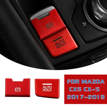 

2pcs/set Red Electronic Parking Hand Brake Knob Trim Aluminum Alloy Car Interior For Mazda CX5 CX-5 2017-2019