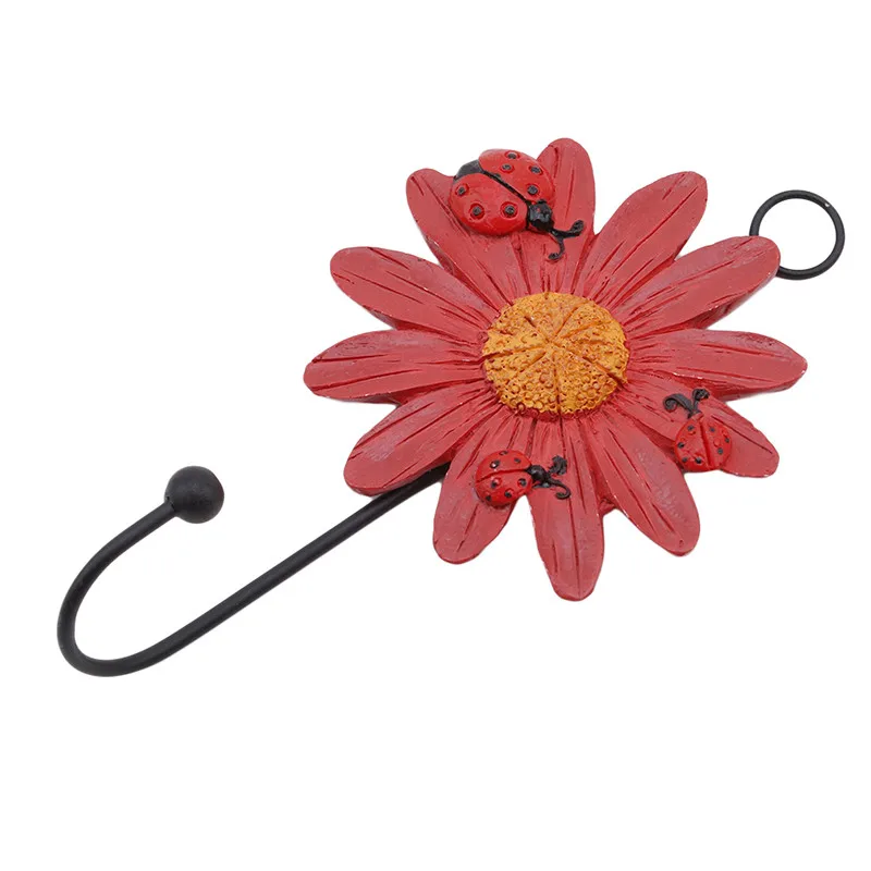 

Resin Ladybug Flower Hook For Wall Door Mount Kitchen Bathroom Hanger Bathroom Hanger For Clothes Coat Home Decor