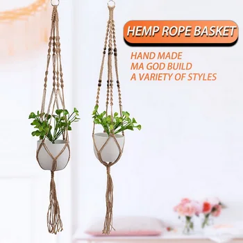 

Handcrafted Hanging Rope Basket Plant Braided Hanger Pot Hemp Rope Flower Pots For DIY Garden Green Greening House Decoration