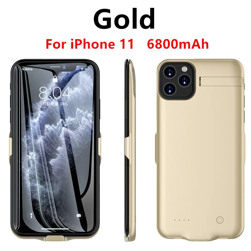 Gold For 11 Power Cases 6800mAh внешний аккумулятор для iPhone 11 Pro Max зарядное устройство чехол для iPhone 11 Pro Чехол-аккумулятор - Цвет: Gold For 11