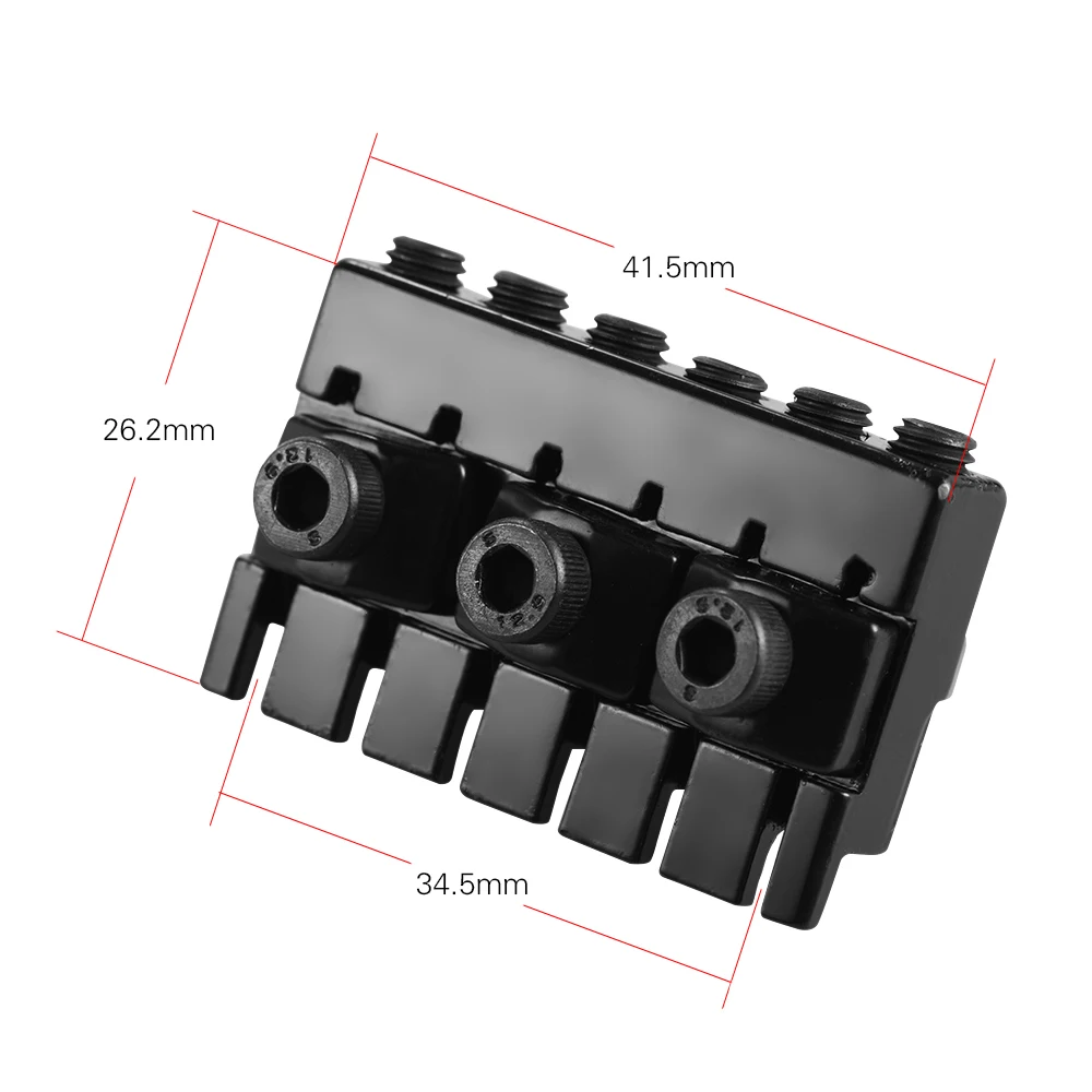 

6-string Headless Electric Guitar String Locking Nut Set with 2 Wrench 2 Screw Black
