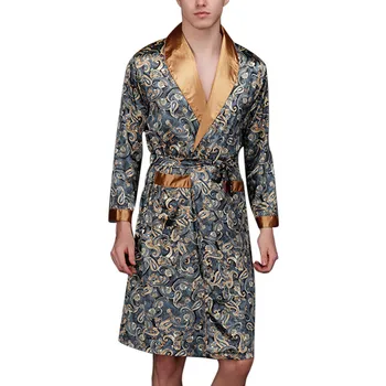

sleepwear sexy robe kimono men satin Pajamas Lingerie Robe Bathrobe Dressing Gown d91106