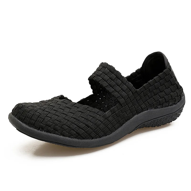 

2018 Spring And Summer Breathable Large Size Weaving Soft-Sole Casual Shoes Middle-aged WOMEN'S Shoes Anti-slip Jianbu Loafers